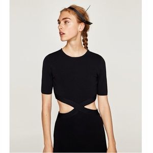 Zara Black Cutout Knit Dress